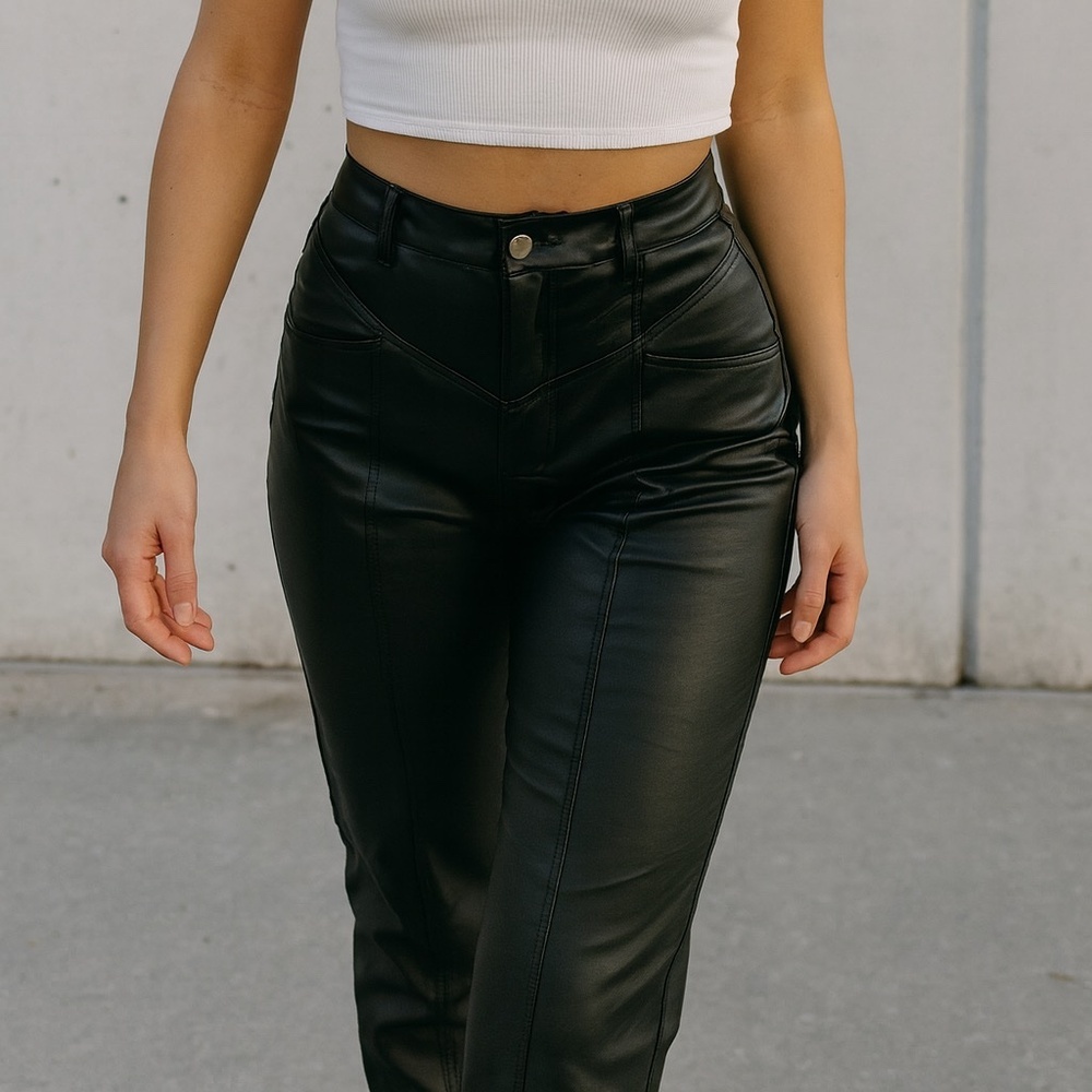 Zara Faux Leather Pants (Size 2) | Black, High-Waisted